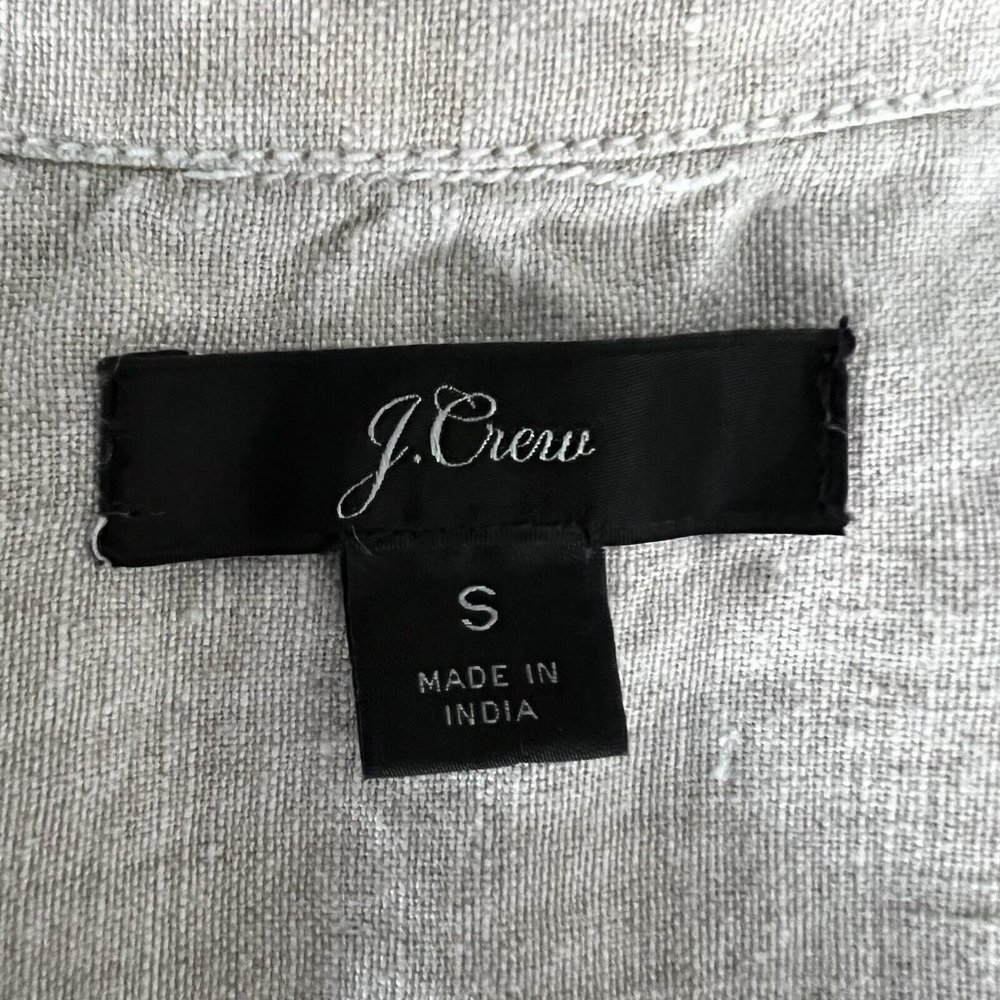 J. Crew Women Beauchamps Linen Popover Blouse Size S Beige Oatmeal Short Sleeve - Picture 3 of 9